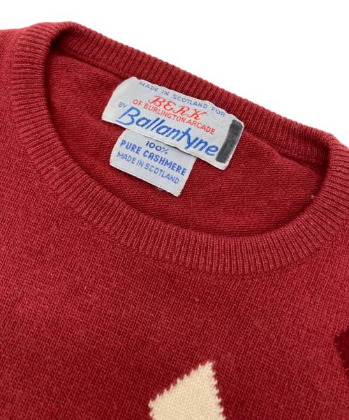 BALLANTYNE（バランタイン）BALLANTYNE (バランタイン) カシミヤアーガイルニット レッド サイズ:表記なしの古着・服飾アイテム