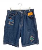 X-LARGEエクストララージ）の古着「ラインストーンデニムショーツ」｜インディゴ