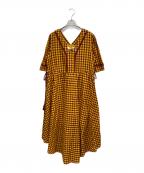 sara mallikaサラマリカ）の古着「チェックブラウスワンピース」｜オレンジ