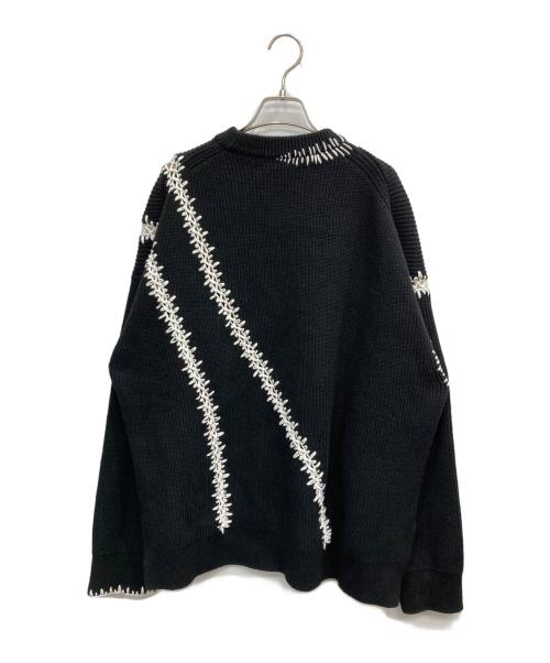MAISON SPECIAL（メゾンスペシャル）MAISON SPECIAL (メゾンスペシャル) Barbed Wire Embroidery Prime-Over Crew Neck Knit Pullover ブラック サイズ:2の古着・服飾アイテム