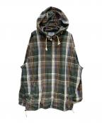 KEBOZケボズ）の古着「CHECK HALF ZIP-UP HOODED SHIRT」｜グリーン×ブラウン