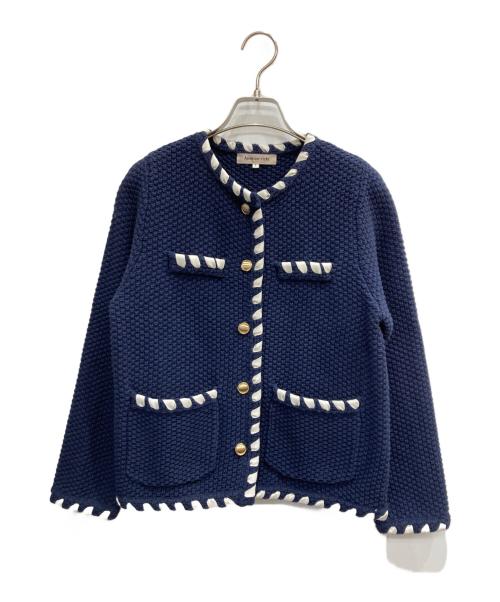 Apuweiser-riche（アプワイザーリッシェ）Apuweiser-riche (アプワイザーリッシェ) 配色デザインニットジャケット ネイビー サイズ:1の古着・服飾アイテム