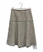 ANAYIアナイ）の古着「ツィードチェック切り替え スカート」｜ホワイト×ブラック