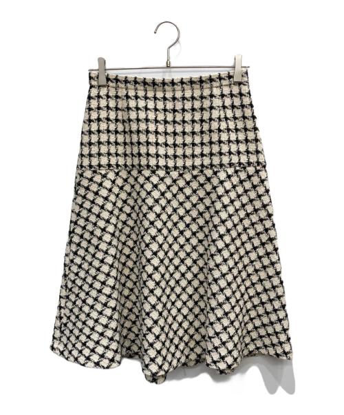 ANAYI（アナイ）ANAYI (アナイ) ツィードチェック切り替え スカート ホワイト×ブラック サイズ:38の古着・服飾アイテム
