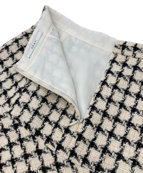 ANAYI（アナイ）ANAYI (アナイ) ツィードチェック切り替え スカート ホワイト×ブラック サイズ:38の古着・服飾アイテム