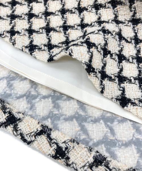 ANAYI（アナイ）ANAYI (アナイ) ツィードチェック切り替え スカート ホワイト×ブラック サイズ:38の古着・服飾アイテム