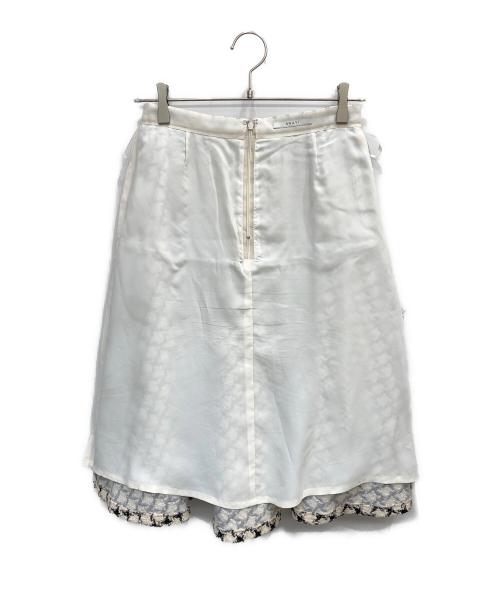 ANAYI（アナイ）ANAYI (アナイ) ツィードチェック切り替え スカート ホワイト×ブラック サイズ:38の古着・服飾アイテム