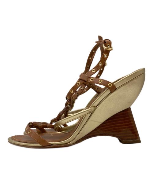 LOUIS VUITTON（ルイ ヴィトン）LOUIS VUITTON (ルイ ヴィトン) ウェッジソールサンダル ブラウン サイズ:36 1/2の古着・服飾アイテム