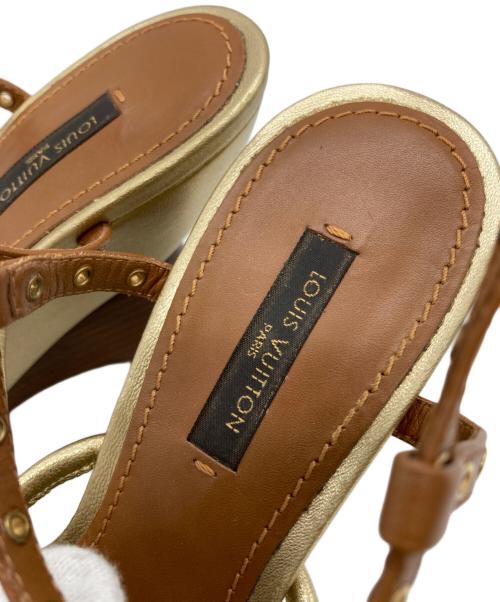 LOUIS VUITTON（ルイ ヴィトン）LOUIS VUITTON (ルイ ヴィトン) ウェッジソールサンダル ブラウン サイズ:36 1/2の古着・服飾アイテム