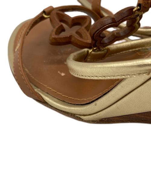 LOUIS VUITTON（ルイ ヴィトン）LOUIS VUITTON (ルイ ヴィトン) ウェッジソールサンダル ブラウン サイズ:36 1/2の古着・服飾アイテム