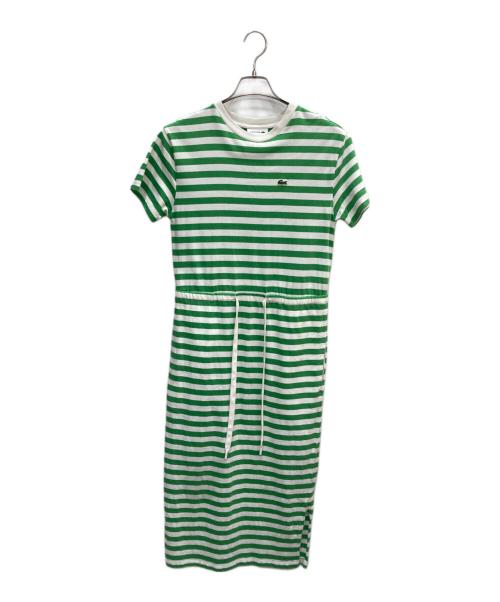LACOSTE（ラコステ）LACOSTE (ラコステ) コットンジャージクルーネックドレス グリーン×ホワイト サイズ:XSの古着・服飾アイテム