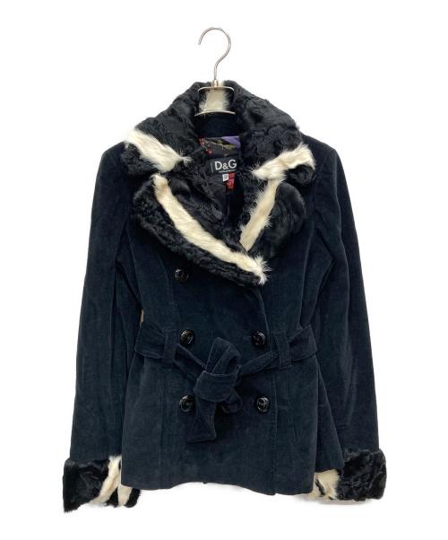 DOLCE & GABBANA（ドルチェ＆ガッバーナ）DOLCE & GABBANA (ドルチェ＆ガッバーナ) ファー切替ベロアジャケット ブラック サイズ:38の古着・服飾アイテム