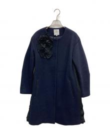 LANVIN en Bleu（ランバンオンブルー）の古着「ノーカラーウールコート」｜ネイビー