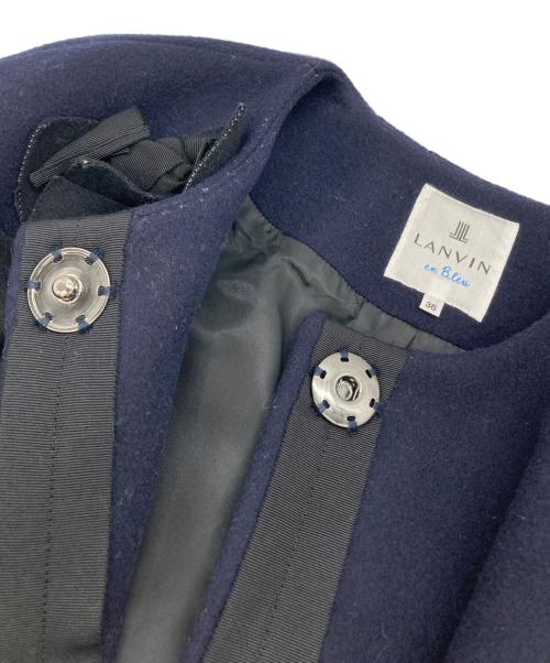 LANVIN en Bleu（ランバンオンブルー）LANVIN en Bleu (ランバンオンブルー) ノーカラーウールコート ネイビー サイズ:36の古着・服飾アイテム