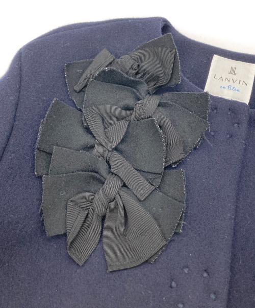 LANVIN en Bleu（ランバンオンブルー）LANVIN en Bleu (ランバンオンブルー) ノーカラーウールコート ネイビー サイズ:36の古着・服飾アイテム
