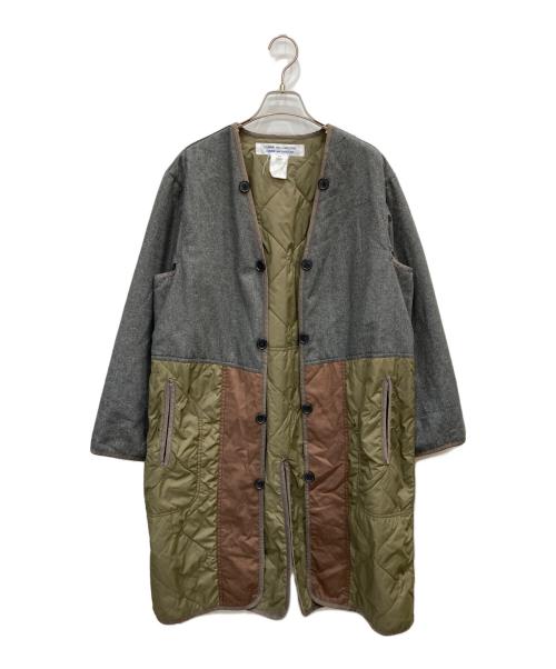 COMME des GARCONS COMME des GARCONS（コムデギャルソン コムデギャルソン）COMME des GARCONS COMME des GARCONS (コムデギャルソン コムデギャルソン) 異素材切替ライナーコート グレー×オリーブ サイズ:ＸＳの古着・服飾アイテム