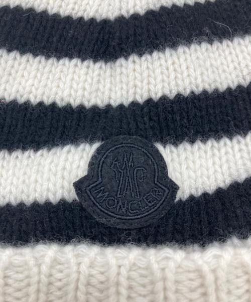 MONCLER（モンクレール）MONCLER (モンクレール) ニット帽 ホワイト×ブラック サイズ:Lの古着・服飾アイテム