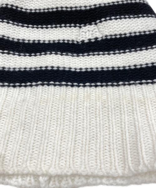 MONCLER（モンクレール）MONCLER (モンクレール) ニット帽 ホワイト×ブラック サイズ:Lの古着・服飾アイテム