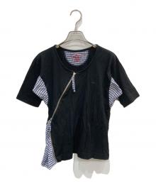 Vivienne Westwood RED LABEL（ヴィヴィアンウエストウッドレッドレーベル）の古着「ドッキングジップTシャツ」｜ブラック×ブルー