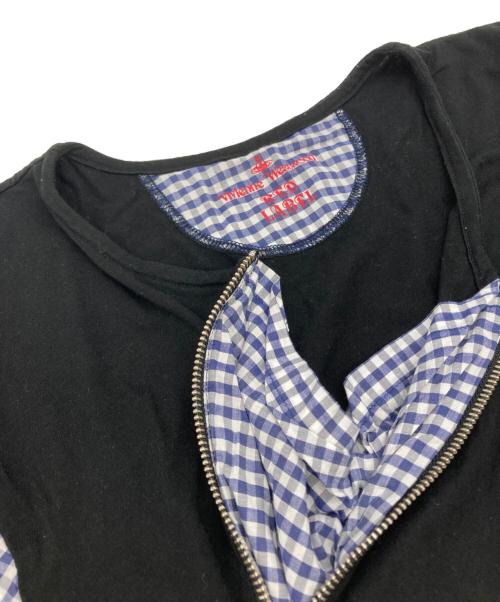 Vivienne Westwood RED LABEL（ヴィヴィアンウエストウッドレッドレーベル）Vivienne Westwood RED LABEL (ヴィヴィアンウエストウッドレッドレーベル) ドッキングジップTシャツ ブラック×ブルー サイズ:2の古着・服飾アイテム