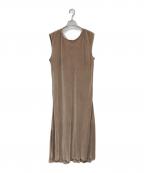 UN3D.アンスリード）の古着「アコーディオン プリーツ ルームドレス ワンピース」｜ベージュ