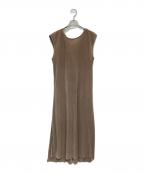UN3D.アンスリード）の古着「アコーディオン プリーツ ルームドレス ワンピース」｜ベージュ