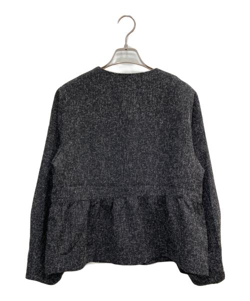 BONLECILL noir（ボンルシールノワール）BONLECILL noir (ボンルシールノワール) ランジツイードペプラムノーカラージャケット＆プリーツスカート ブラック サイズ:Fの古着・服飾アイテム