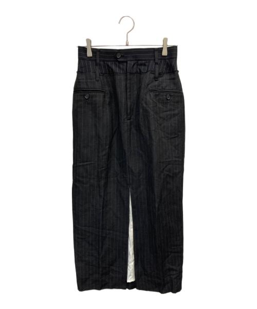 JANE SMITH（ジェーンスミス）JANE SMITH (ジェーンスミス) COTTON SILK HERRINGBONE COMBINATION SLIT SKIRT ブラック サイズ:36 未使用品の古着・服飾アイテム