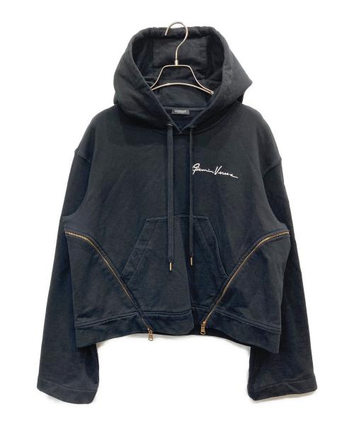 VERSACE（ヴェルサーチェ）VERSACE (ヴェルサーチェ) サイドシップバックプリントパーカー ブラック サイズ:42の古着・服飾アイテム