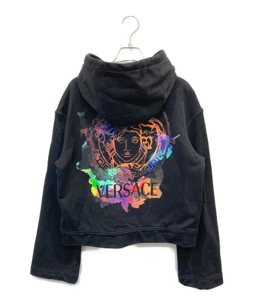 VERSACE（ヴェルサーチェ）VERSACE (ヴェルサーチェ) サイドシップバックプリントパーカー ブラック サイズ:42の古着・服飾アイテム