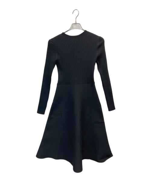 ESTNATION（エストネーション）ESTNATION (エストネーション) リブフィット＆フレアワンピース ブラック サイズ:Fの古着・服飾アイテム