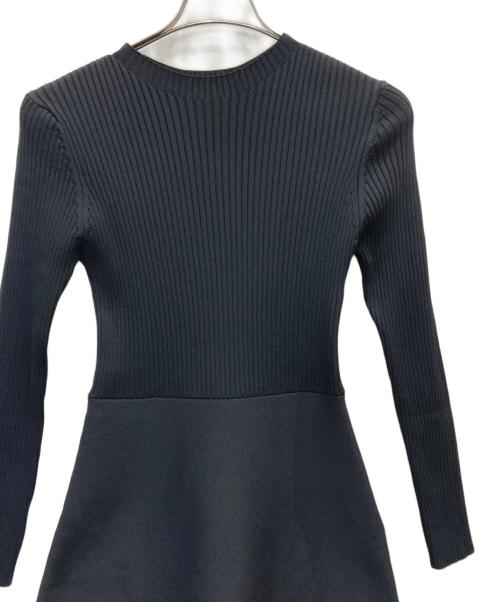 ESTNATION（エストネーション）ESTNATION (エストネーション) リブフィット＆フレアワンピース ブラック サイズ:Fの古着・服飾アイテム