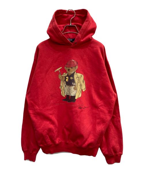 POLO RALPH LAUREN（ポロ・ラルフローレン）POLO RALPH LAUREN (ポロ・ラルフローレン) ポロベアプリントプルオーバーパーカー レッド サイズ:Lの古着・服飾アイテム