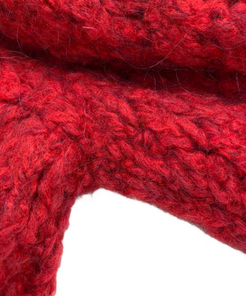 FRAY ID（フレイ アイディー）FRAY ID (フレイ アイディー) モヘアウールオフショル柄編みプルオーバー レッド サイズ:ONE SIZEの古着・服飾アイテム