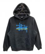stussyステューシー）の古着「プリントパーカー」｜ブラック