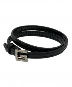 GUCCIグッチ）の古着「スクエアレザーブレスレット」｜ブラック