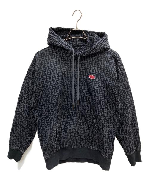 DIESEL（ディーゼル）DIESEL (ディーゼル) D-UM-RIB-NE ジャガードプルオーバーパーカー ブラック サイズ:XSの古着・服飾アイテム