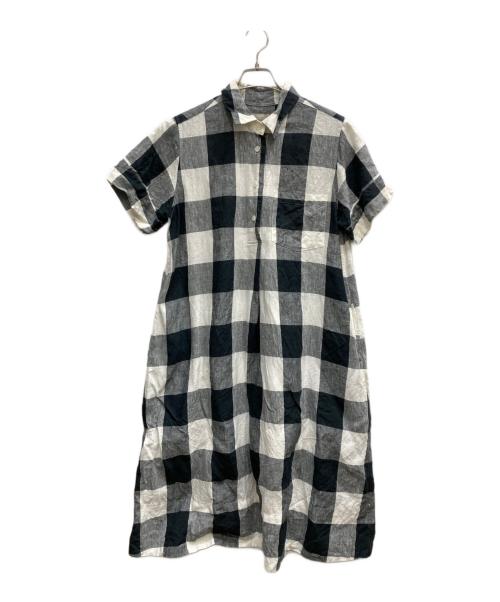 MARGARET HOWELL（マーガレットハウエル）MARGARET HOWELL (マーガレットハウエル) LARGE CHECK LINENワンピース ホワイト×ブラック サイズ:1の古着・服飾アイテム