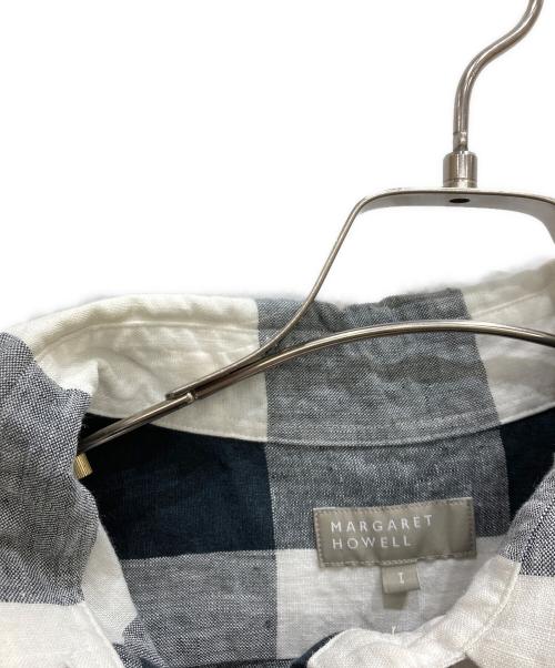 MARGARET HOWELL（マーガレットハウエル）MARGARET HOWELL (マーガレットハウエル) LARGE CHECK LINENワンピース ホワイト×ブラック サイズ:1の古着・服飾アイテム