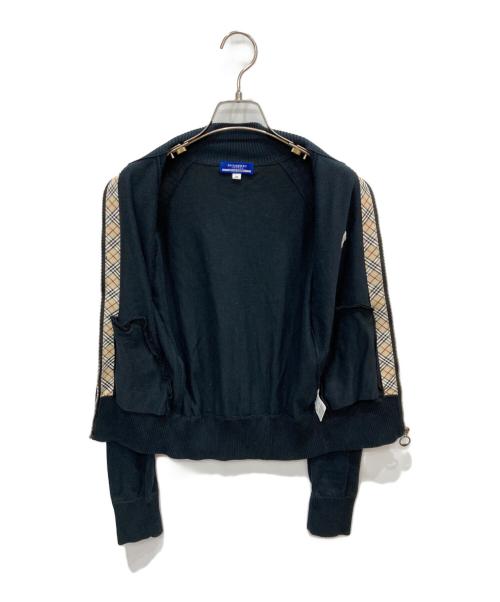 BURBERRY BLUE LABEL（バーバリーロンドンブルーレーベル）BURBERRY BLUE LABEL (バーバリーロンドンブルーレーベル) ジップアップニットジャケット ブラック サイズ:38の古着・服飾アイテム
