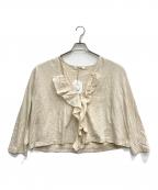 tumuguツムグ）の古着「コットンベルギーリネン天竺×コットンヘンプガーゼ カーディガン」｜ベージュ