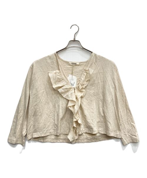 tumugu（ツムグ）tumugu (ツムグ) コットンベルギーリネン天竺×コットンヘンプガーゼ カーディガン ベージュ サイズ:FREE 未使用品の古着・服飾アイテム