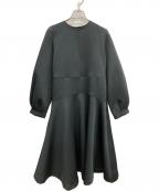 quarancielカランシエル）の古着「ダブルジャージーフレアミディワンピース」｜ブラック