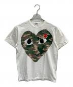 PLAY COMME des GARCONSプレイコムデギャルソン）の古着「プリントモフラージュハート」｜ホワイト