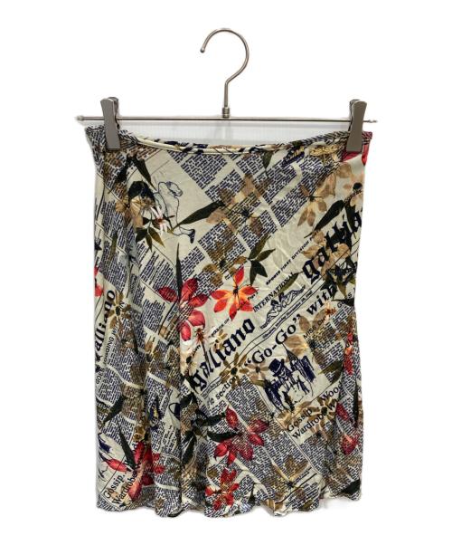 JOHN GALLIANO（ジョンガリアーノ）JOHN GALLIANO (ジョンガリアーノ) プリントスカート ベージュ サイズ:表記なしの古着・服飾アイテム