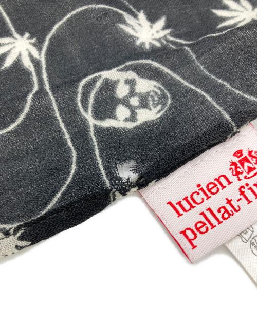 lucien pellat-finet（ルシアン・ペラフィネ）lucien pellat-finet (ルシアン・ペラフィネ) スカルロゴ付きカシミヤストール ブラックの古着・服飾アイテム