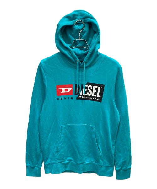 DIESEL（ディーゼル）DIESEL (ディーゼル) S-GIRK-HOOD-CUTY プルオーバーパーカー ターコイズ サイズ:Mの古着・服飾アイテム