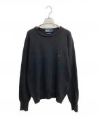 POLO RALPH LAURENポロ・ラルフローレン）の古着「クルーネックウールニット」｜ブラック
