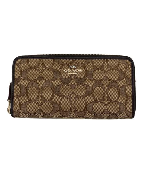 COACH（オールドコーチ）COACH (コーチ) ラウンドファスナー財布 ベージュの古着・服飾アイテム