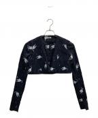 MIU MIUミュウミュウ）の古着「猫柄ノーカラーショートジャケット」｜ブラック